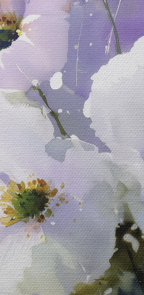 Painting of flowers in a purple background Painting of flowers in a purple background