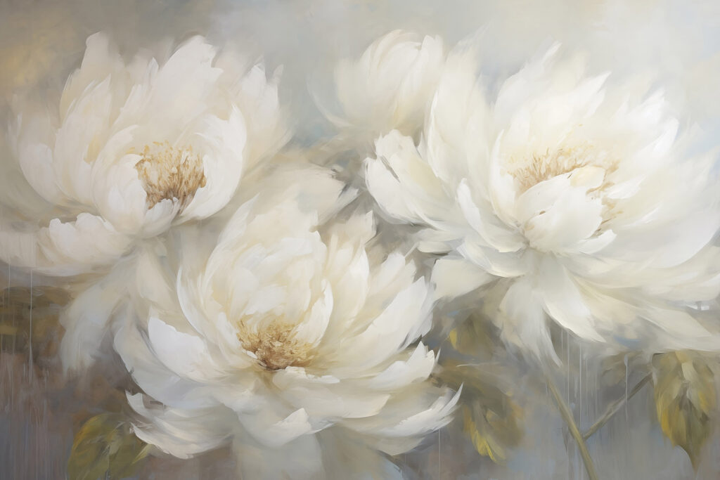 Painting of white flowers Painting of white flowers