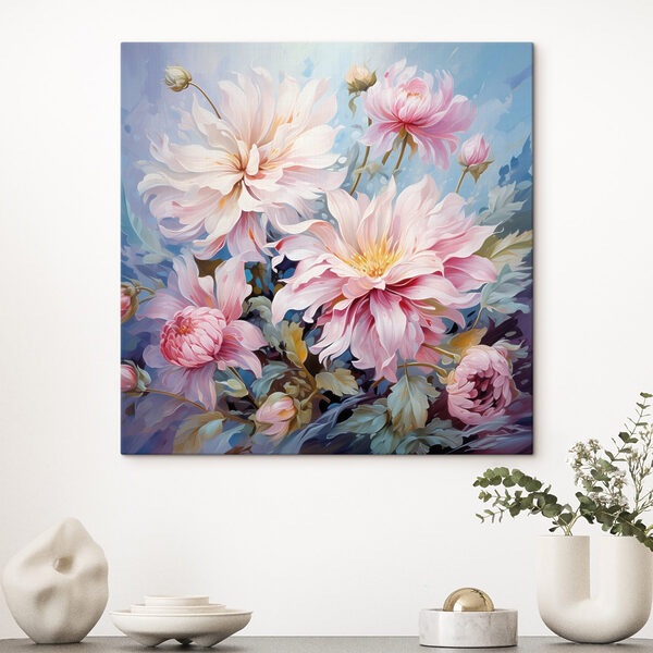 Painting of flowers on a blue background