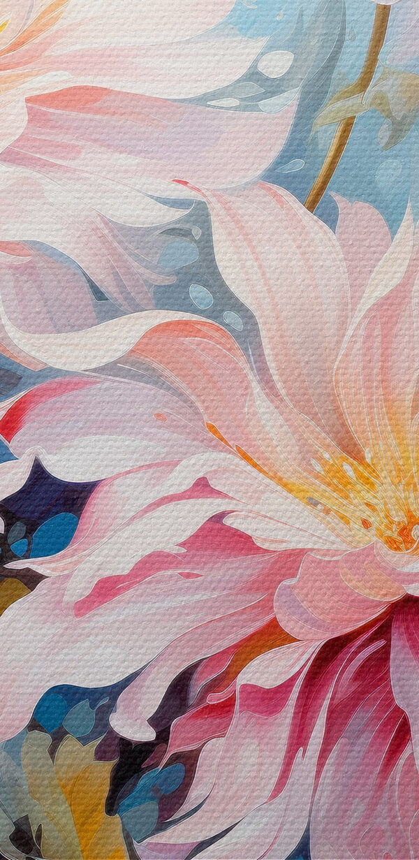 Painting of flowers on a blue background