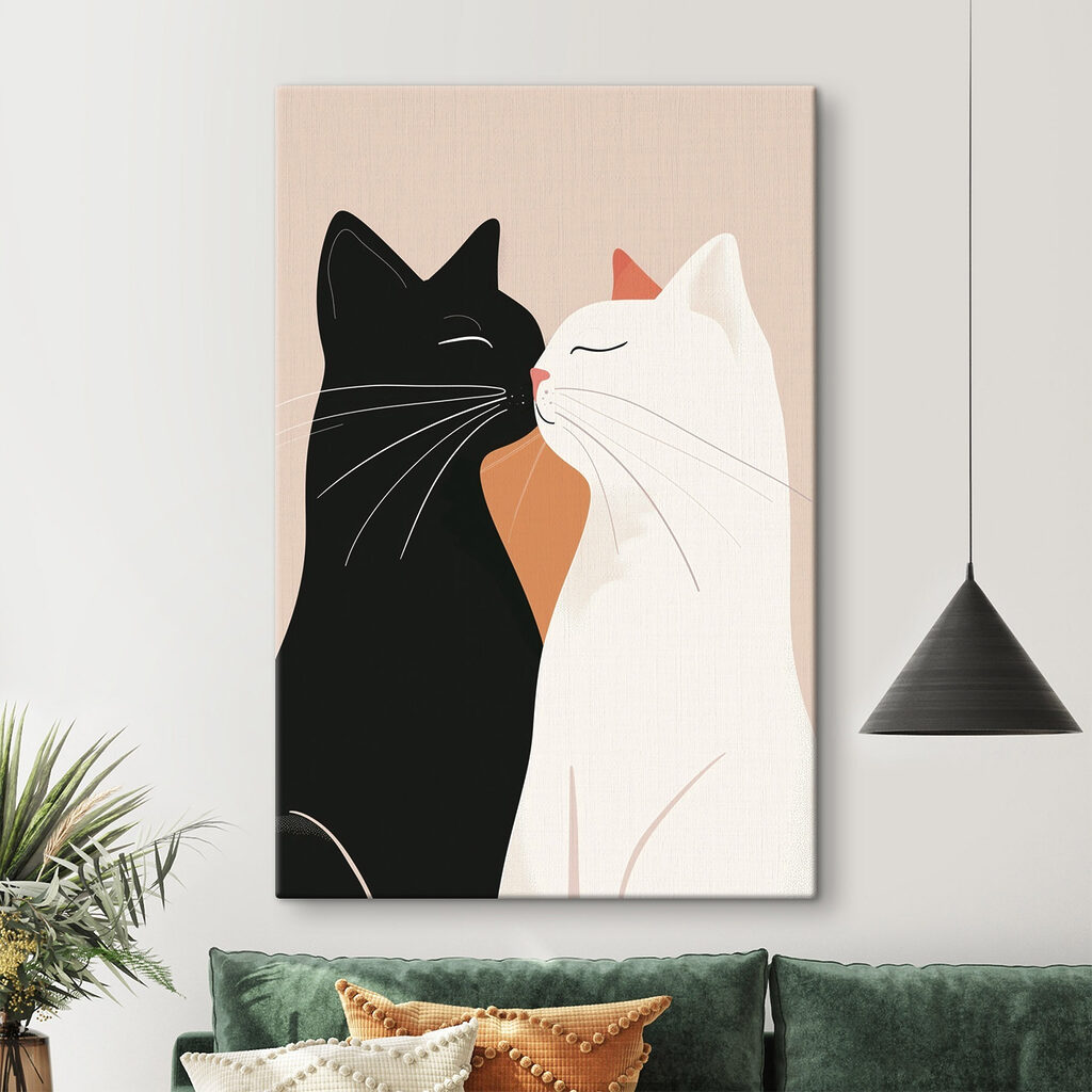 Black and white cats kissing