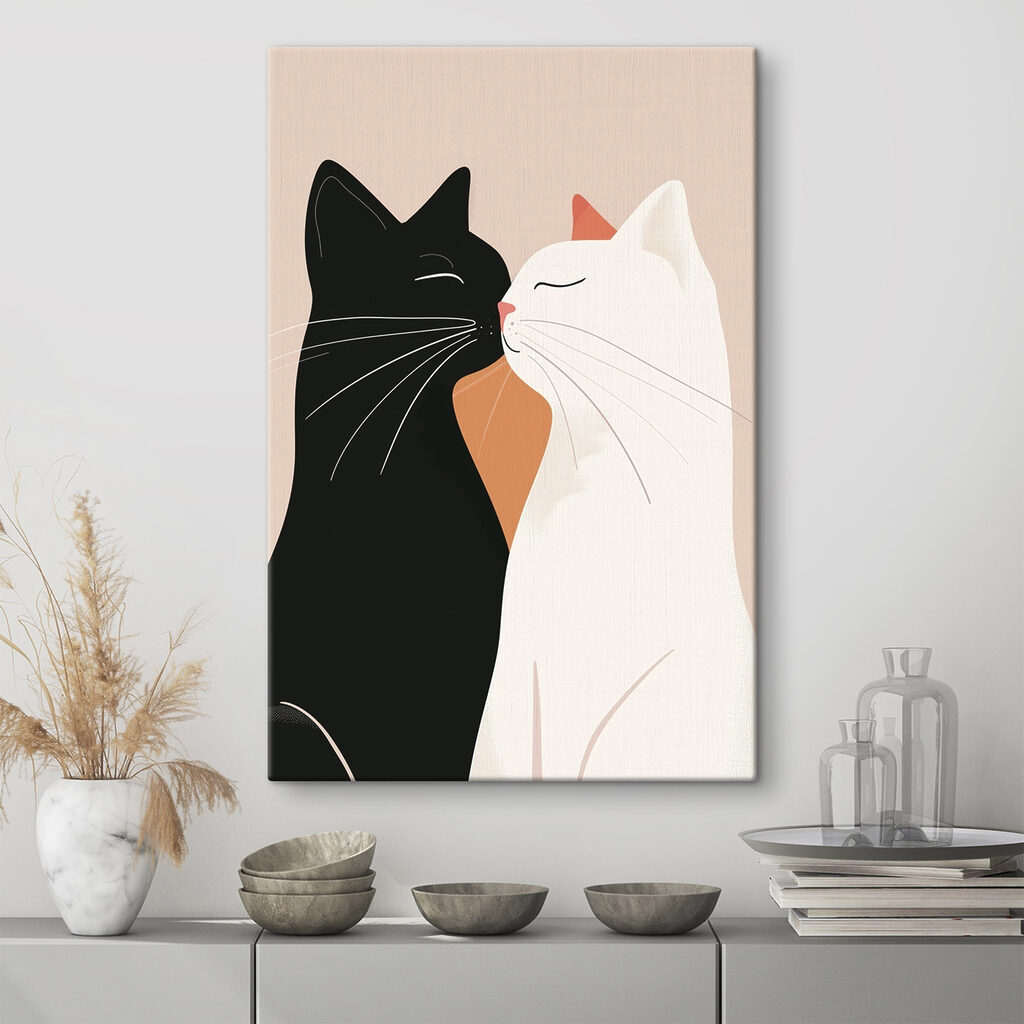 Black and white cats kissing