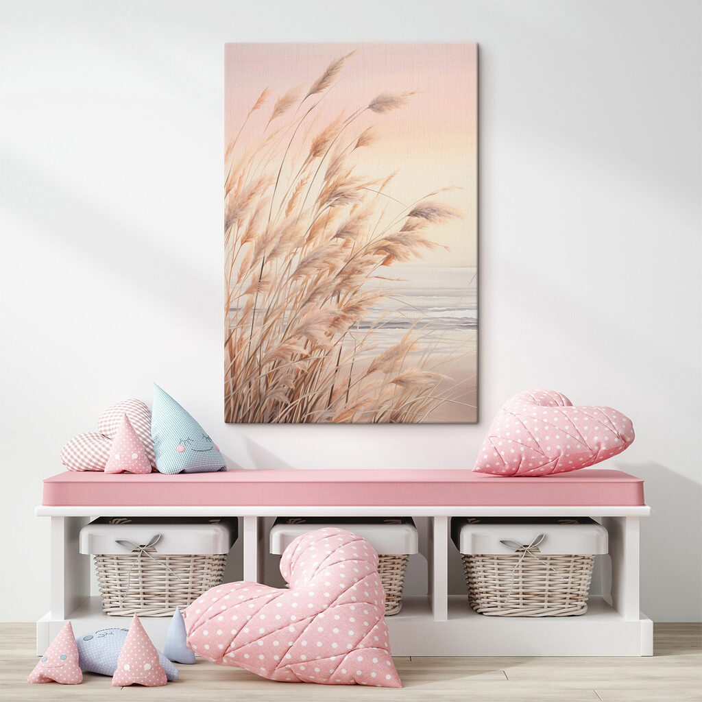 Soft grasses by tranquil waterside