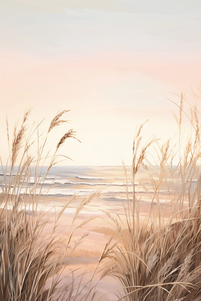 Beach with tall grass and water Beach with tall grass and water