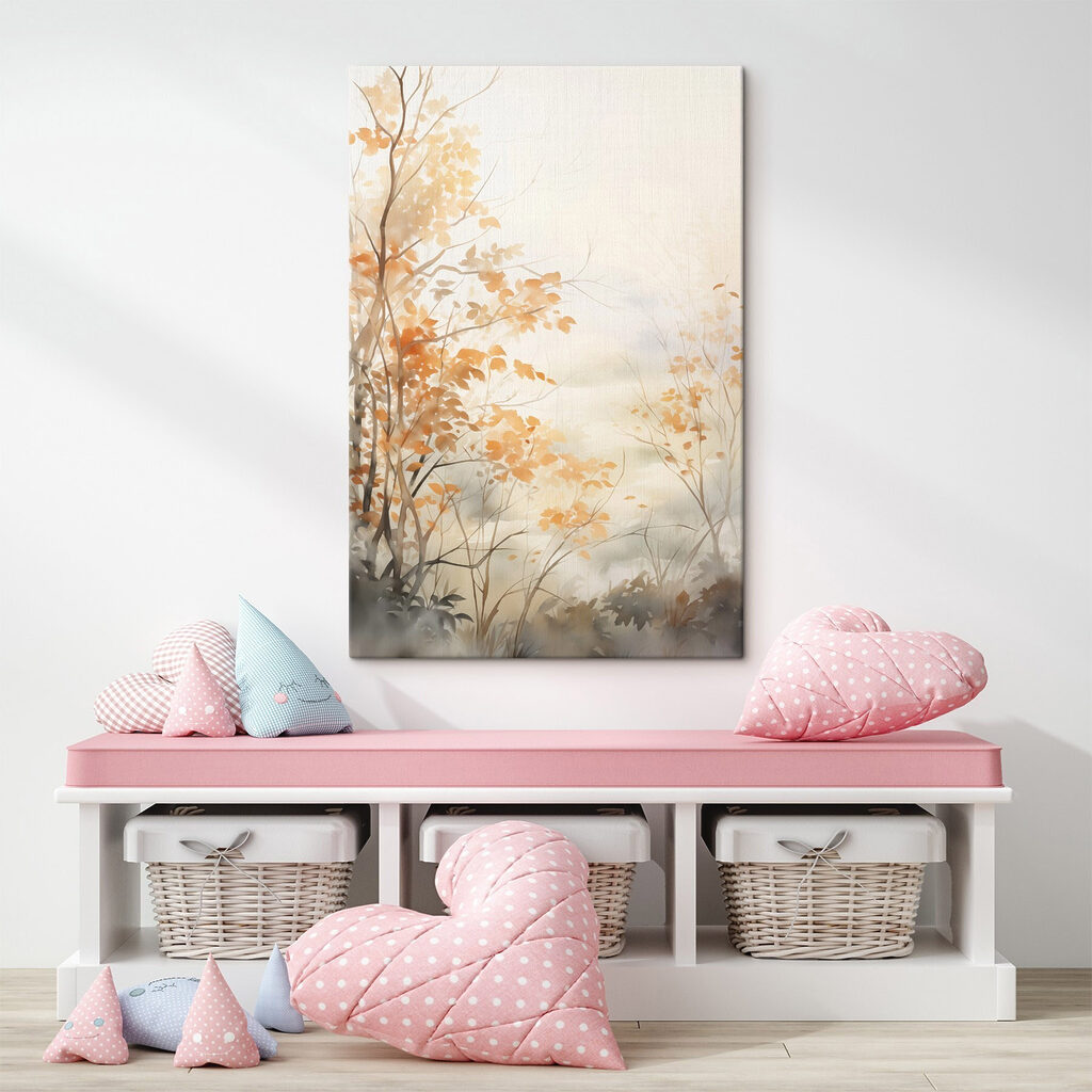 Painting of trees with orange leaves Painting of trees with orange leaves