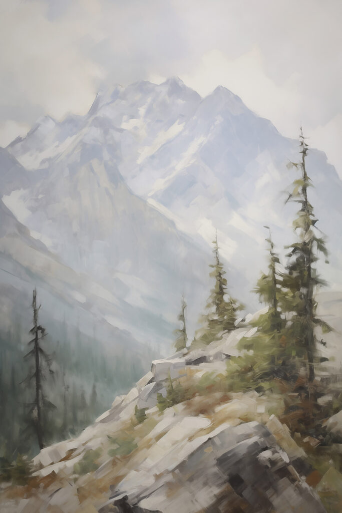 Mountain landscape with trees and mountains Mountain landscape with trees and mountains
