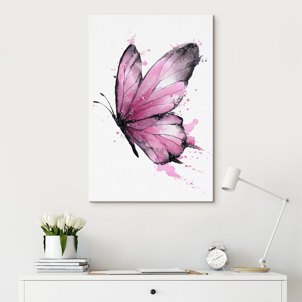 Pink butterfly with black wings