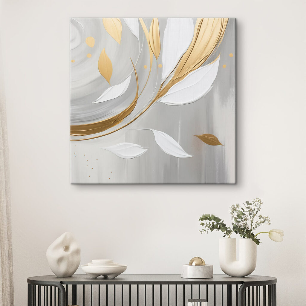 Painting of leaves and swirls Painting of leaves and swirls