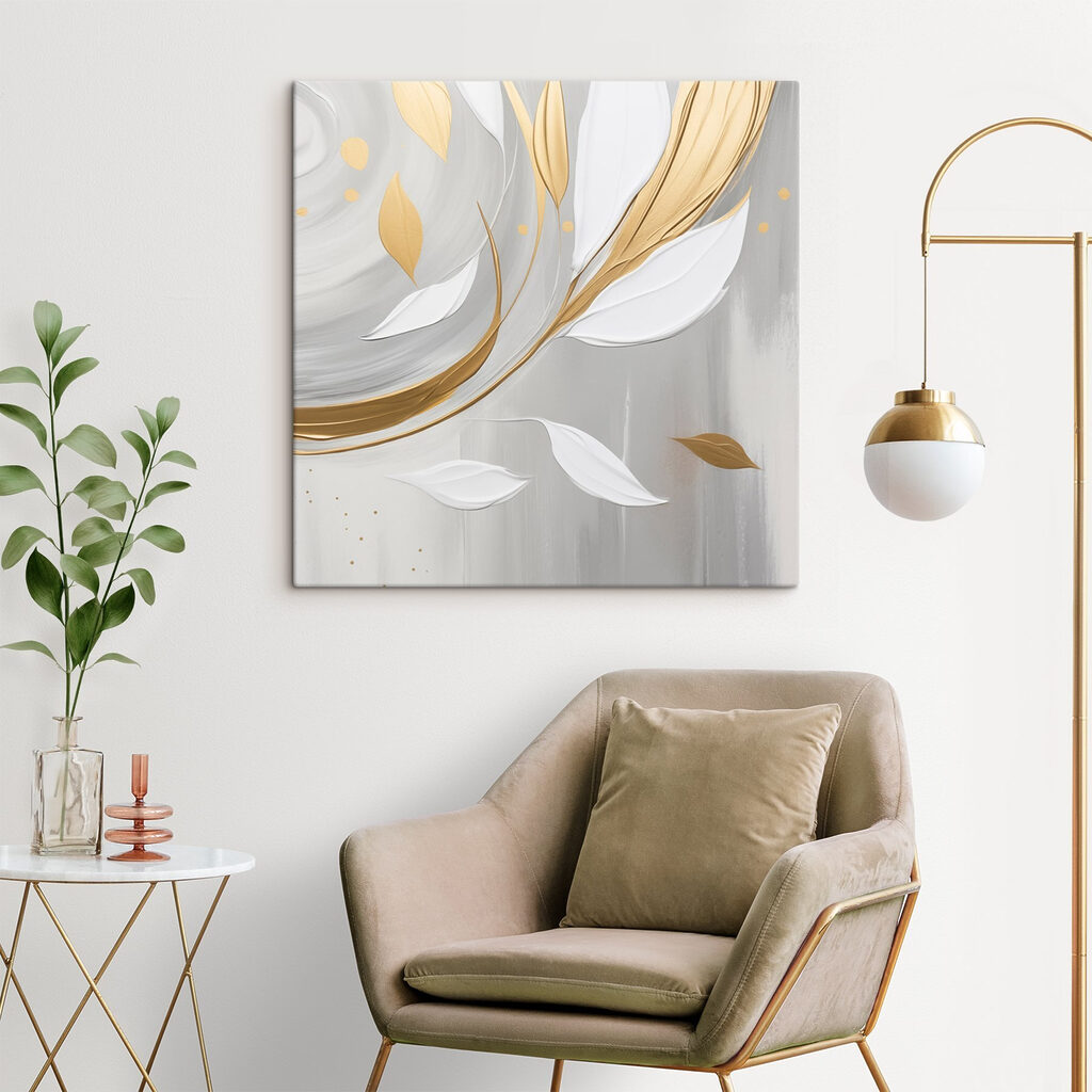 Painting of leaves and swirls Painting of leaves and swirls