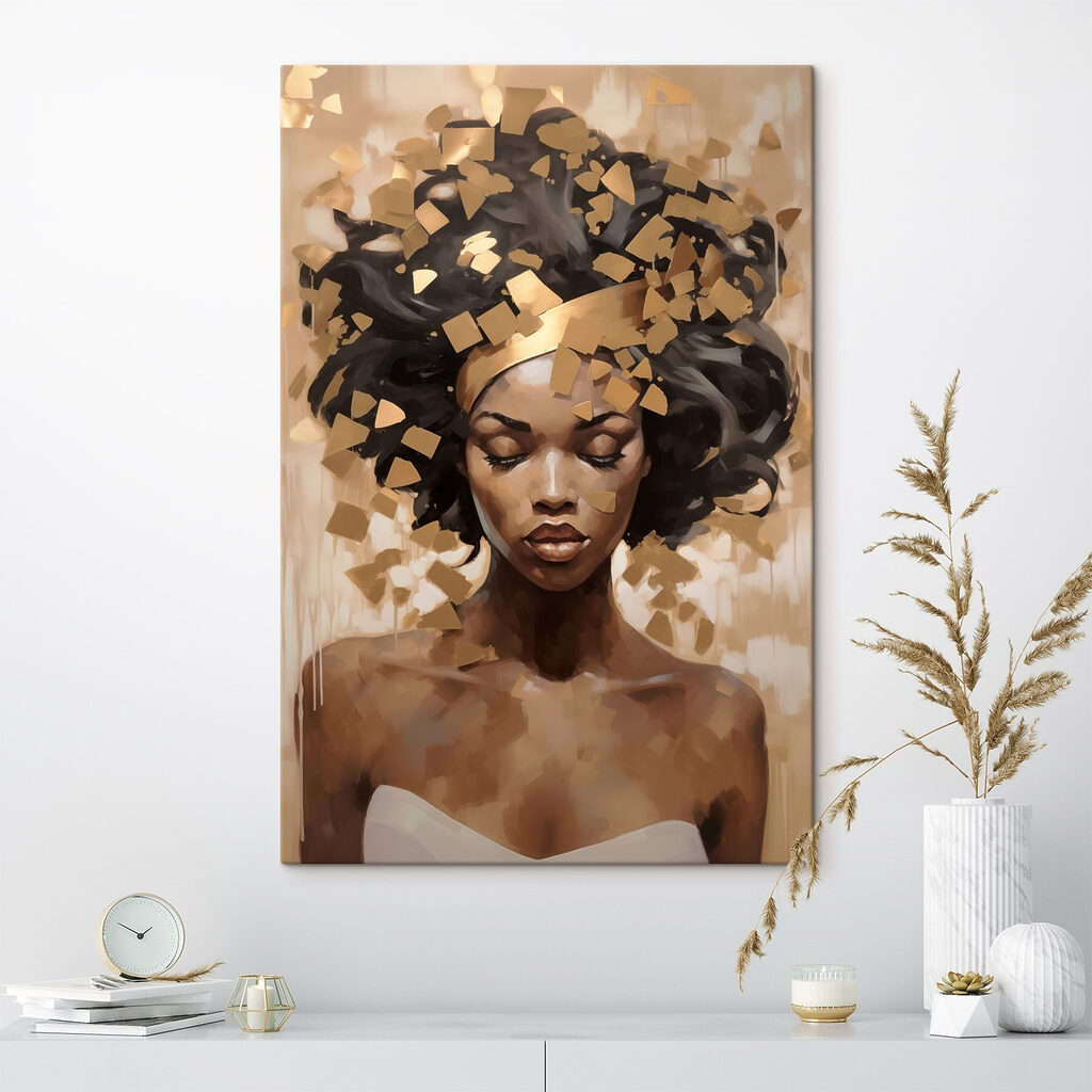 Soft beauty amidst abstract shapes