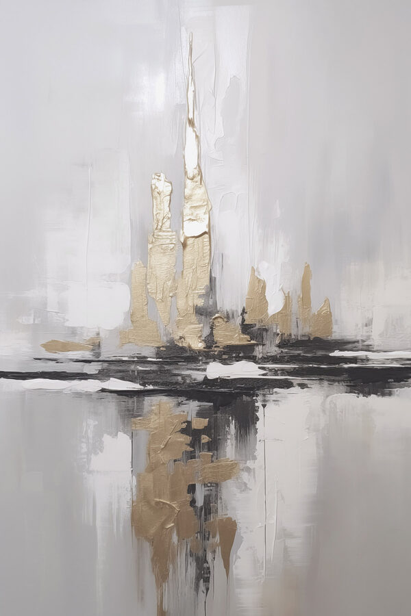 Painting of a city skyline Painting of a city skyline