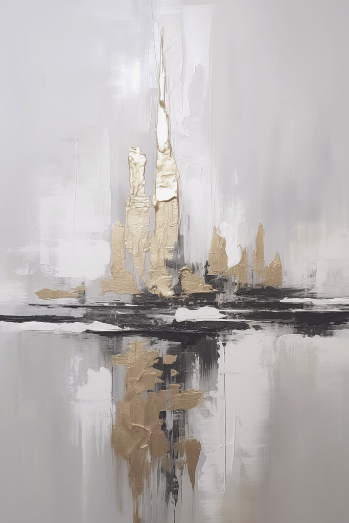 Painting of a city skyline Painting of a city skyline
