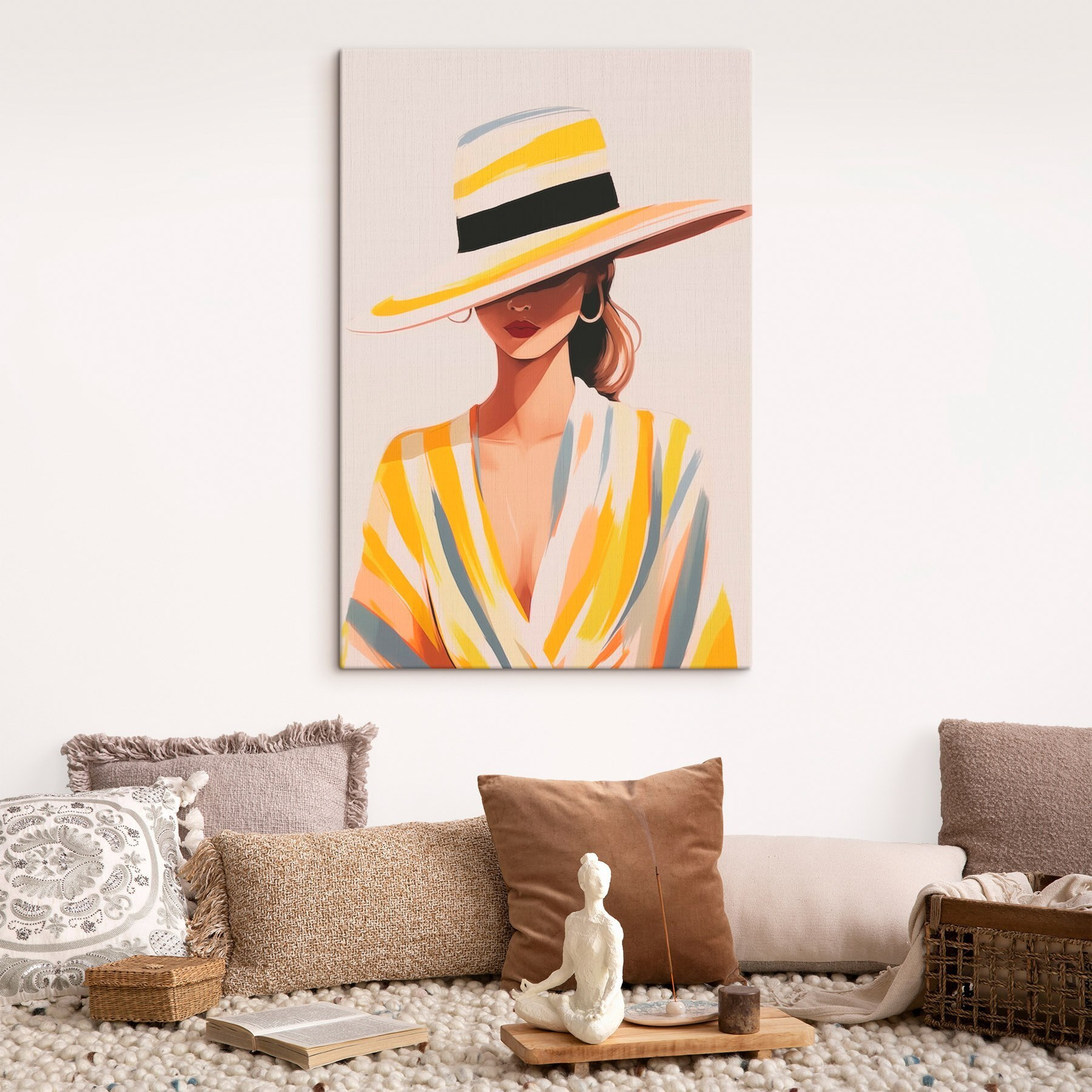 Woman wearing a yellow hat