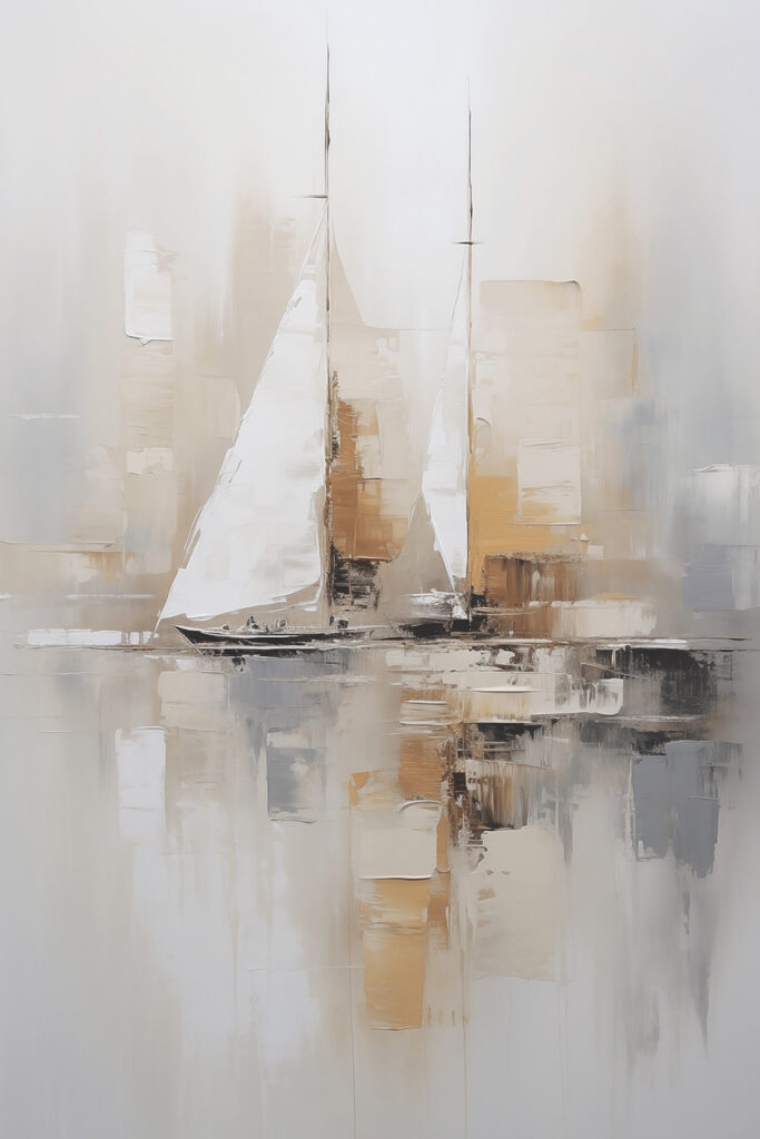 Painting of a sailboat in the water Painting of a sailboat in the water
