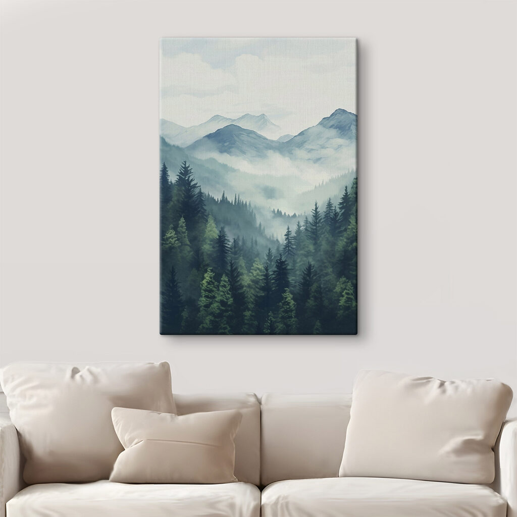 Landscape of mountains and trees