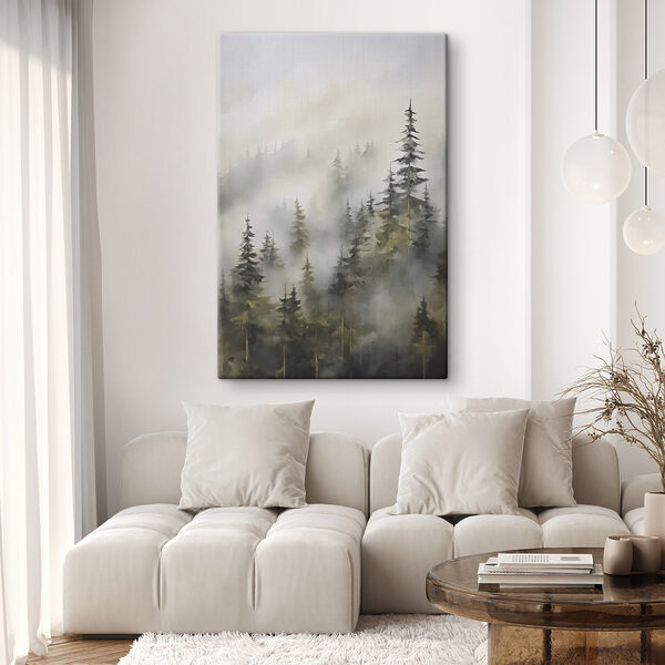 Foggy forest with trees