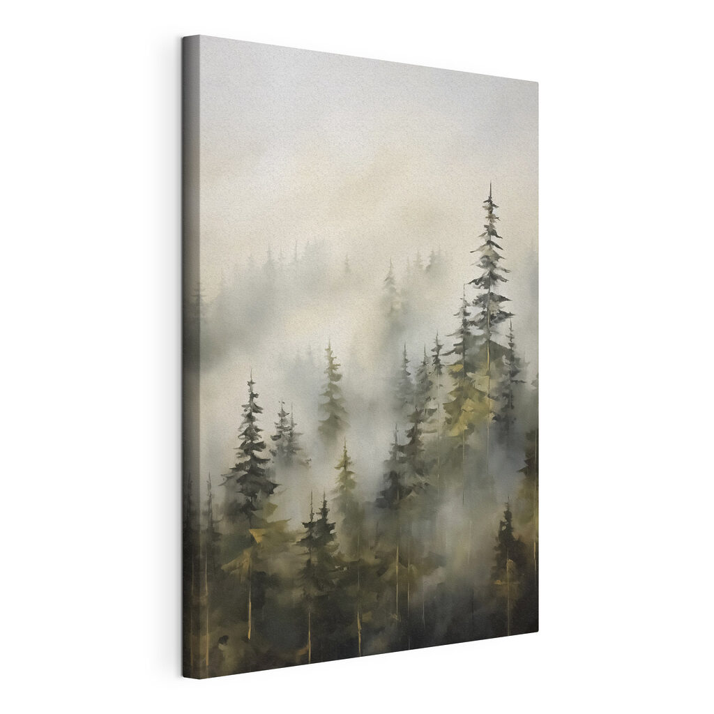 Foggy forest with trees