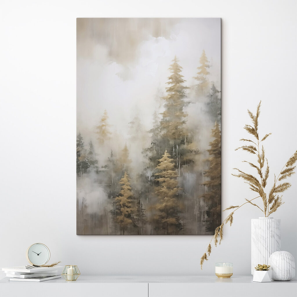 Foggy forest with trees