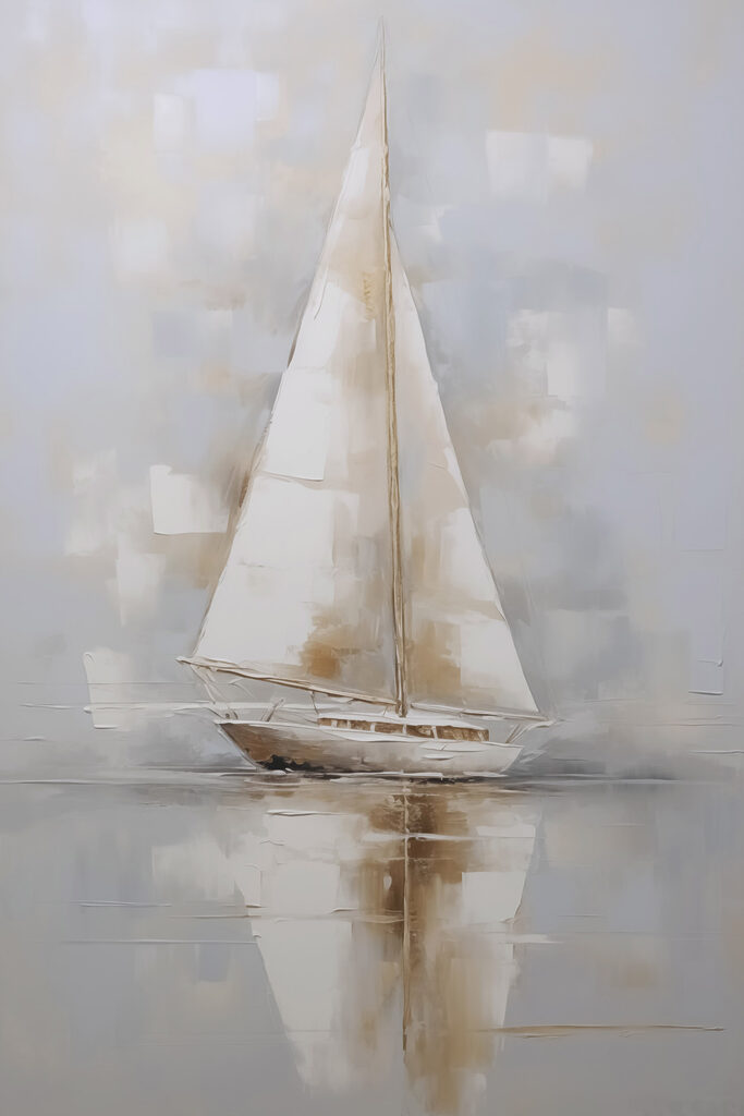 Painting of a sailboat on water Painting of a sailboat on water