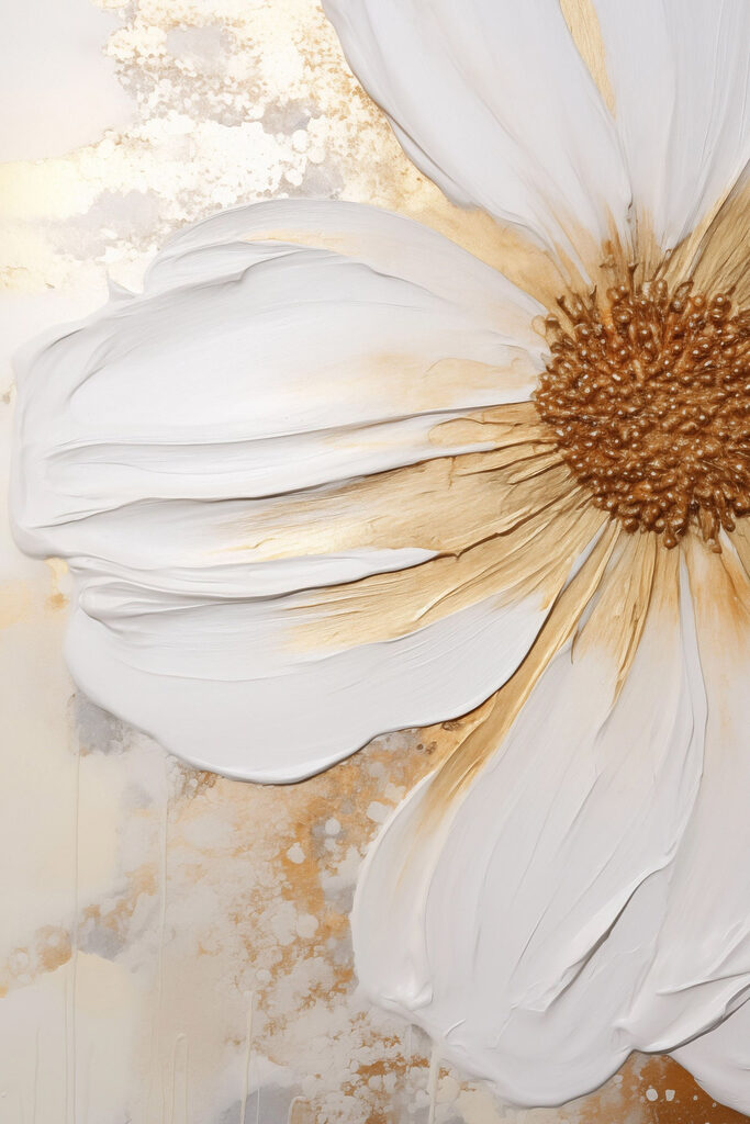 Large white flower with golden accents Large white flower with golden accents