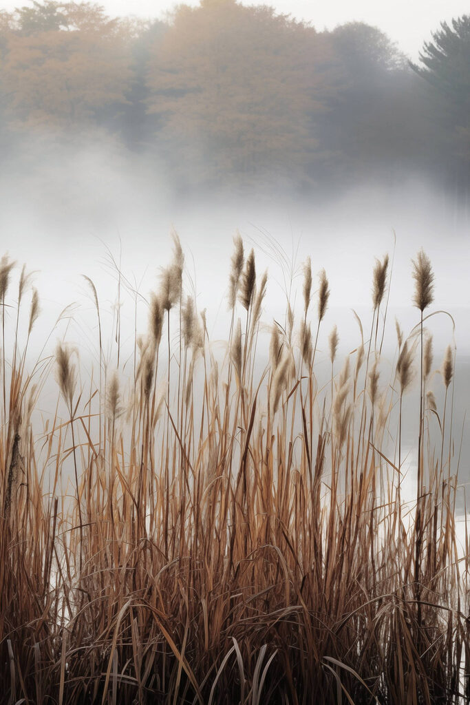 Tall grass with fog in the background