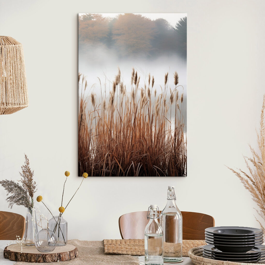 Tall grass with fog in the background