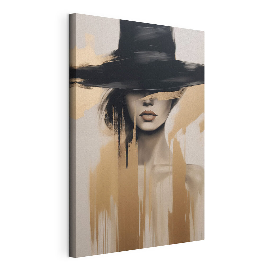 Painting of a woman with a black hat Painting of a woman with a black hat