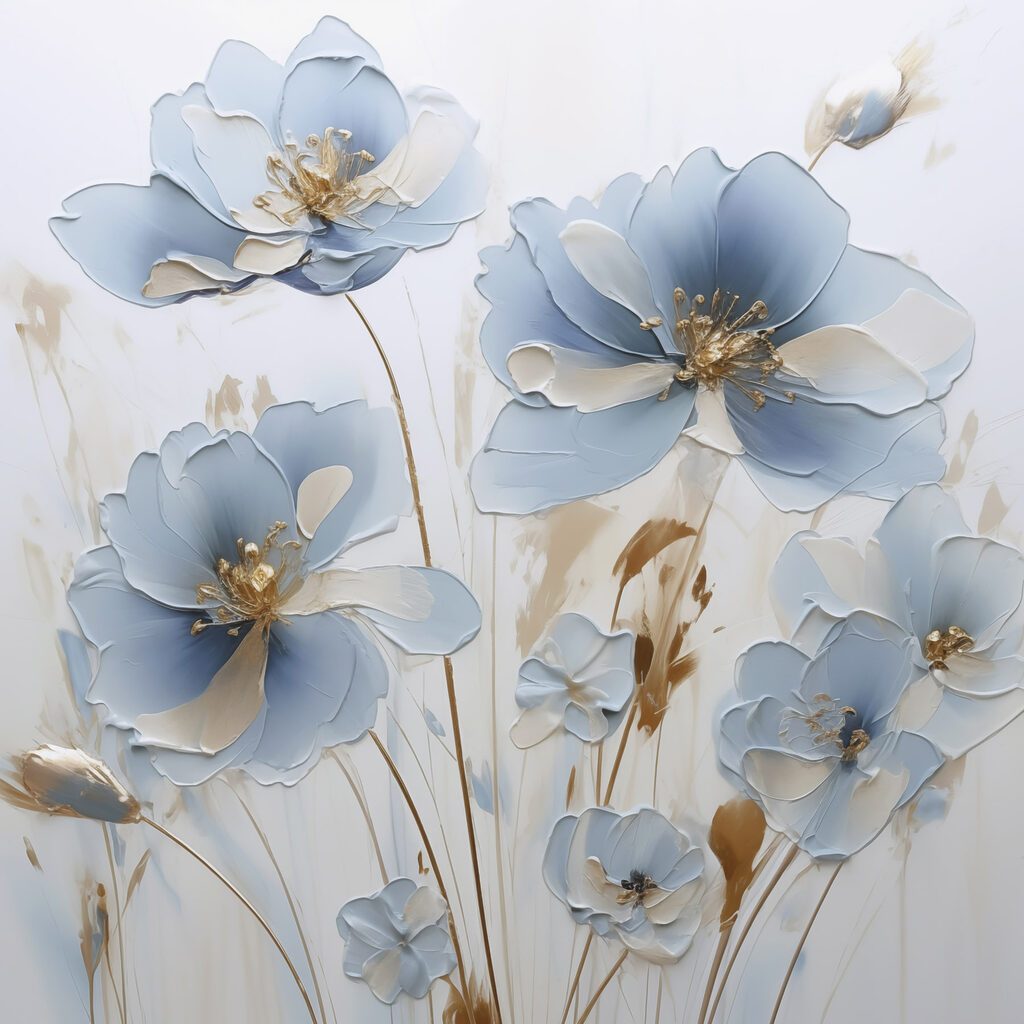 Painting of flowers on a white surface Painting of flowers on a white surface