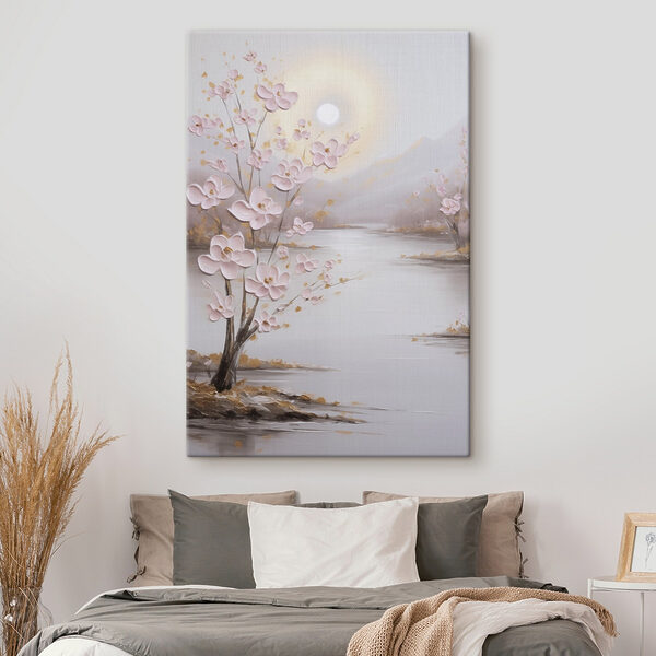 Painting of a tree with pink flowers Painting of a tree with pink flowers