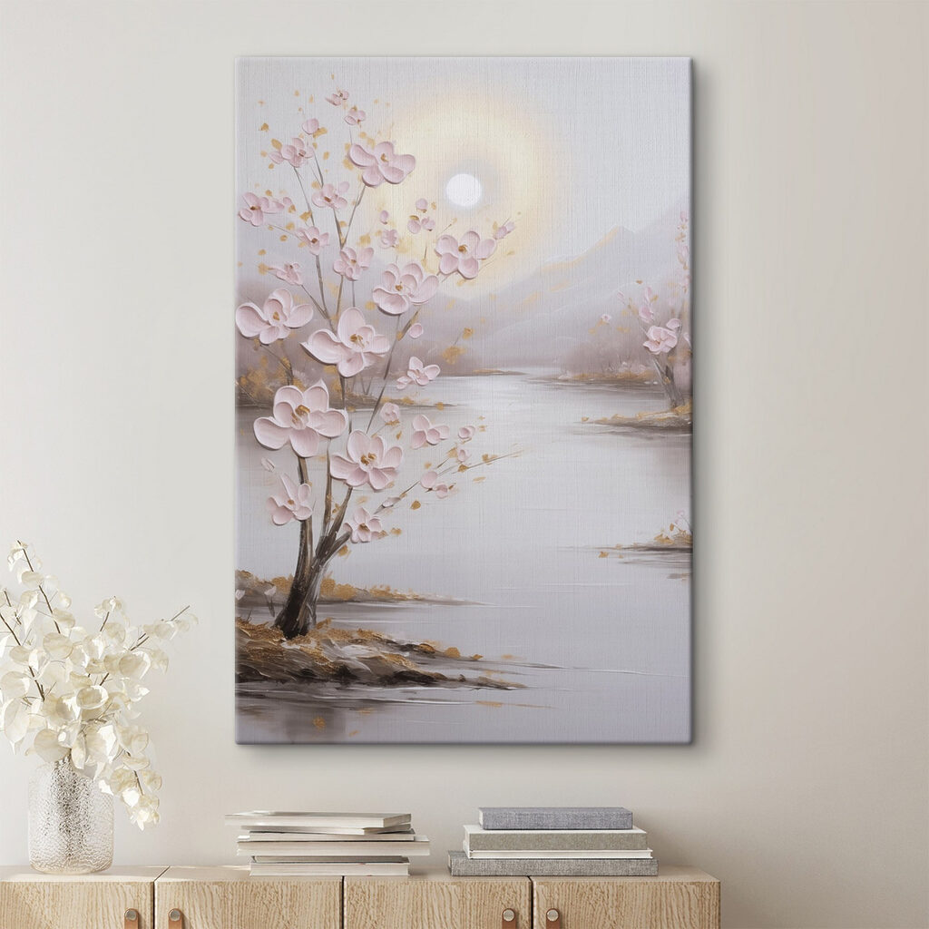 Painting of a tree with pink flowers Painting of a tree with pink flowers