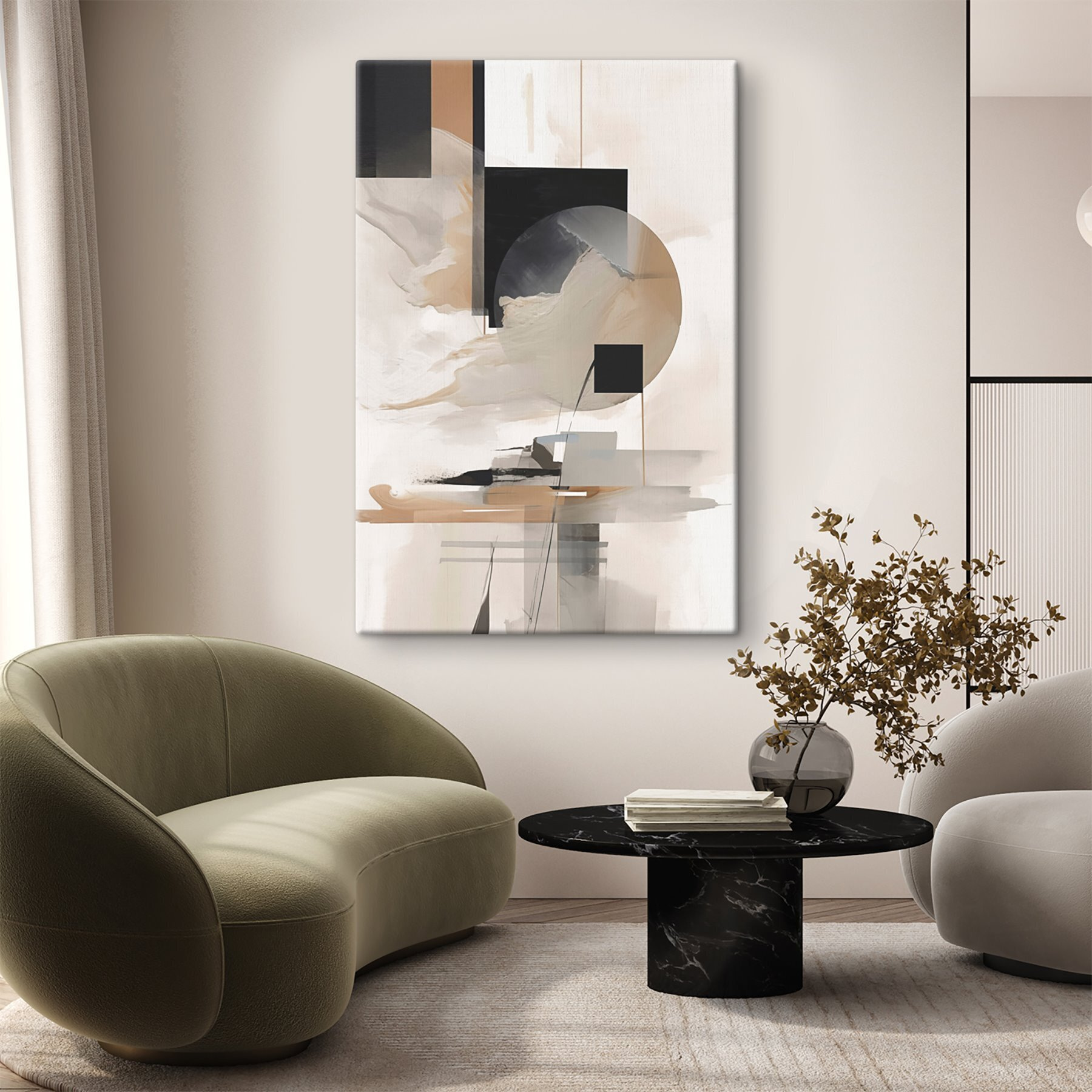 Painting of a circle and squares