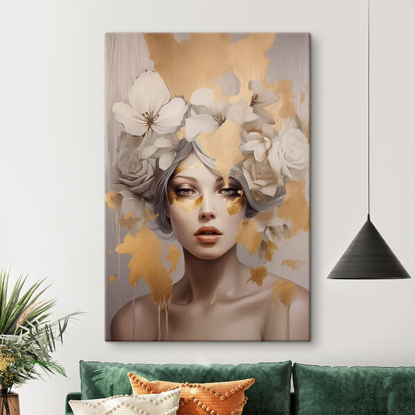 Painting of a woman with flowers in her hair Painting of a woman with flowers in her hair