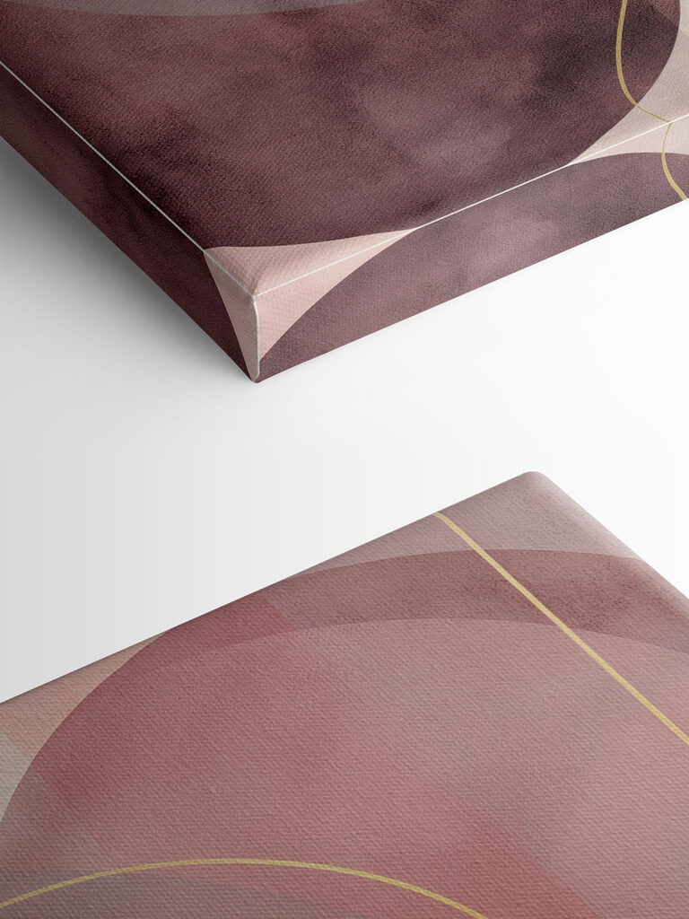 - Soft curves in muted tones