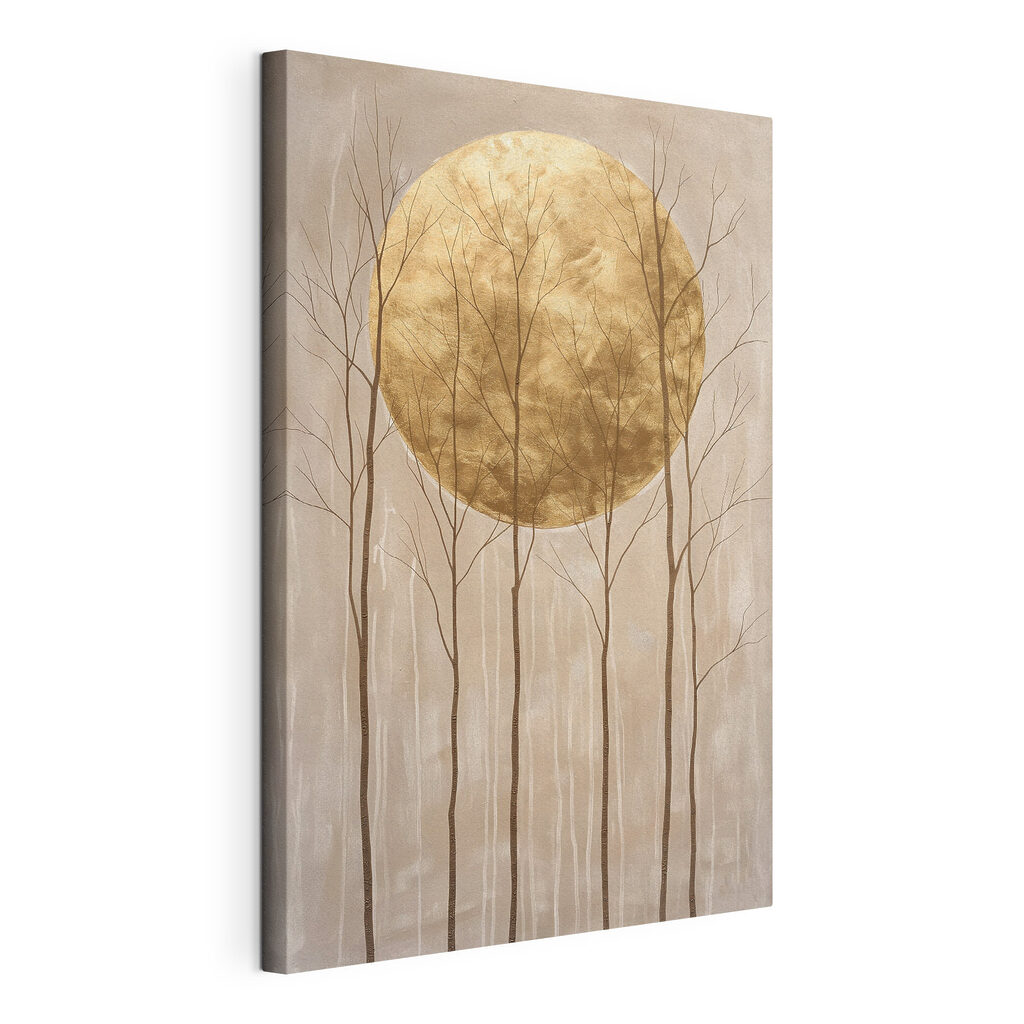 Painting of trees and a large moon Painting of trees and a large moon
