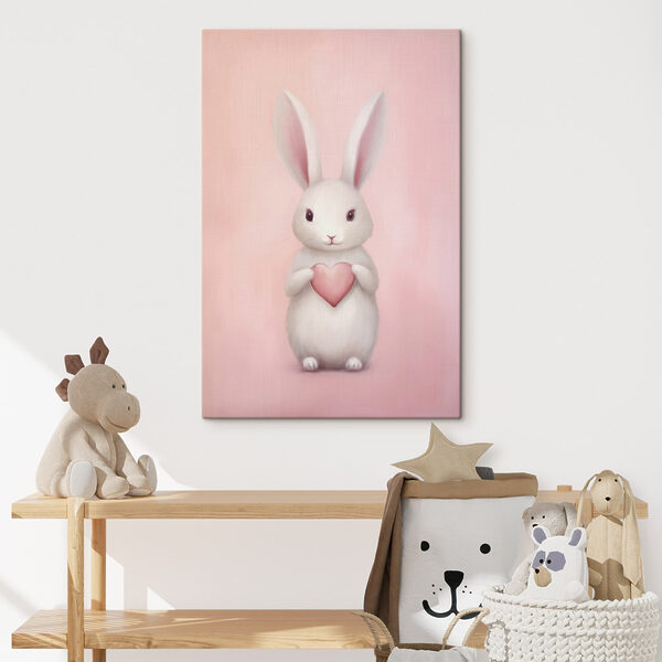 White rabbit holding a heart White rabbit holding a heart