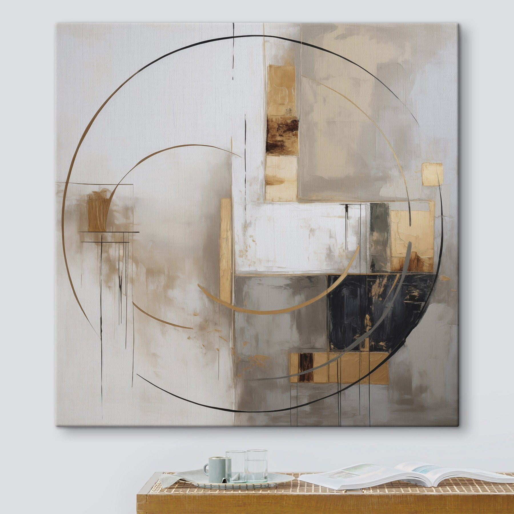 Painting of a circle and squares