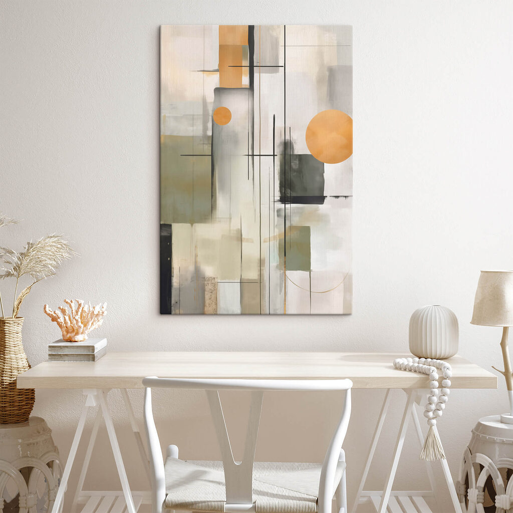 Painting of a white and grey art Painting of a white and grey art