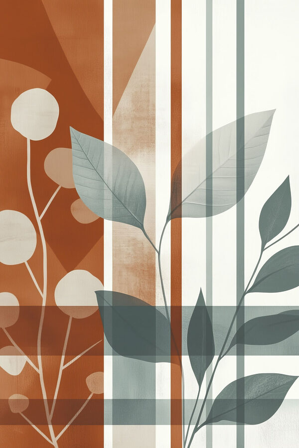 Artistic play of leaves and lines Artistic play of leaves and lines