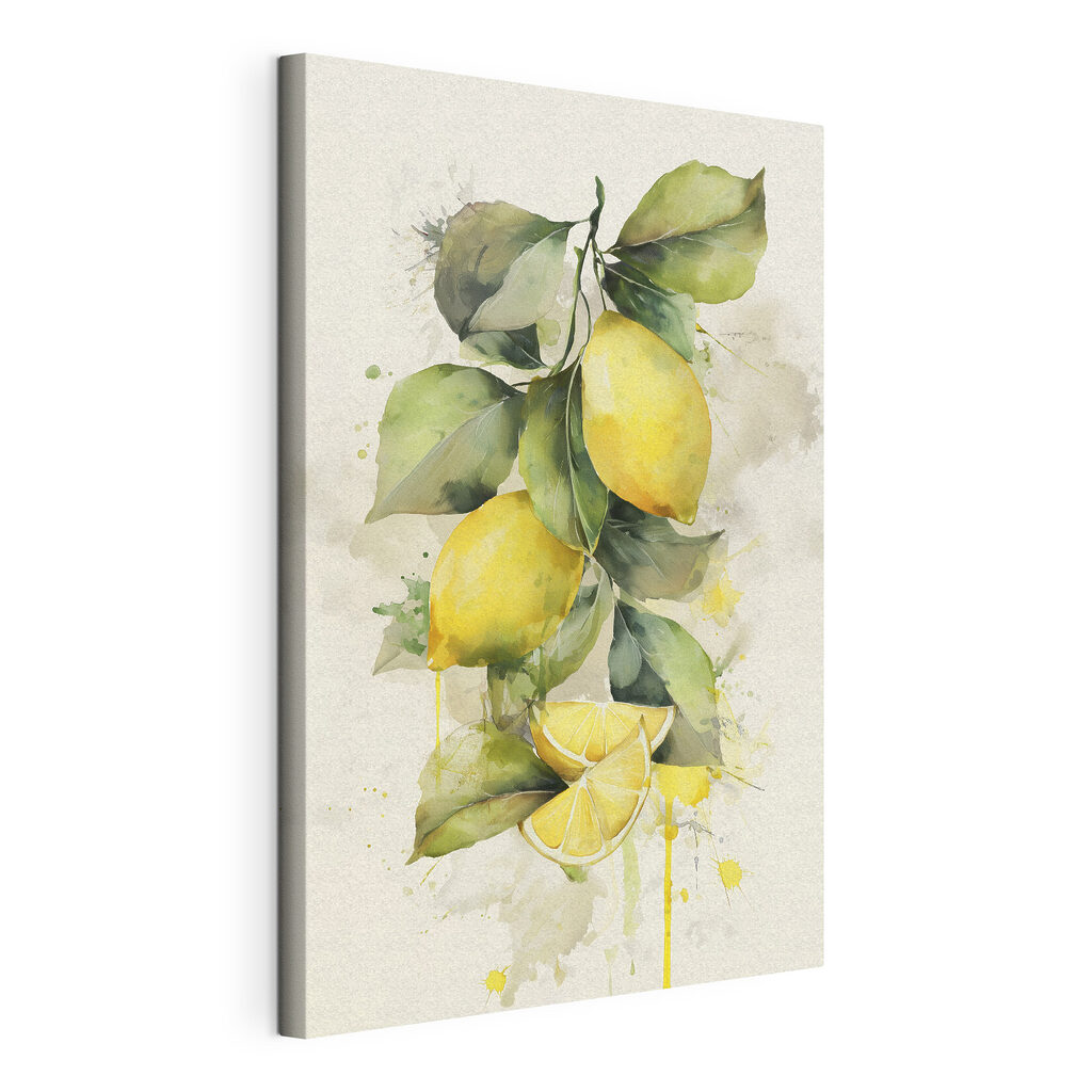 Акварельний малюнок з зображенням лимонів і листя Акварельний малюнок з зображенням лимонів і листя