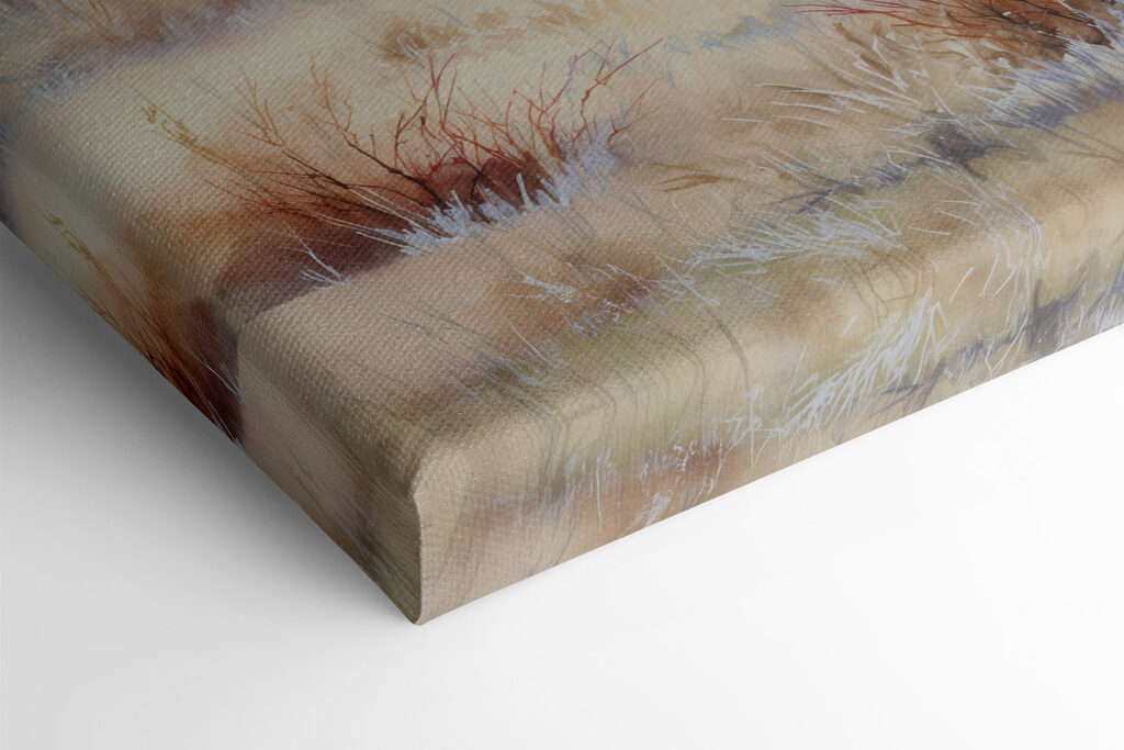 Painting of a forest with trees and fog Painting of a forest with trees and fog