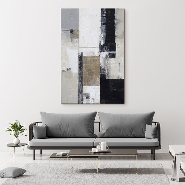 Painting of a white and black rectangular object Painting of a white and black rectangular object