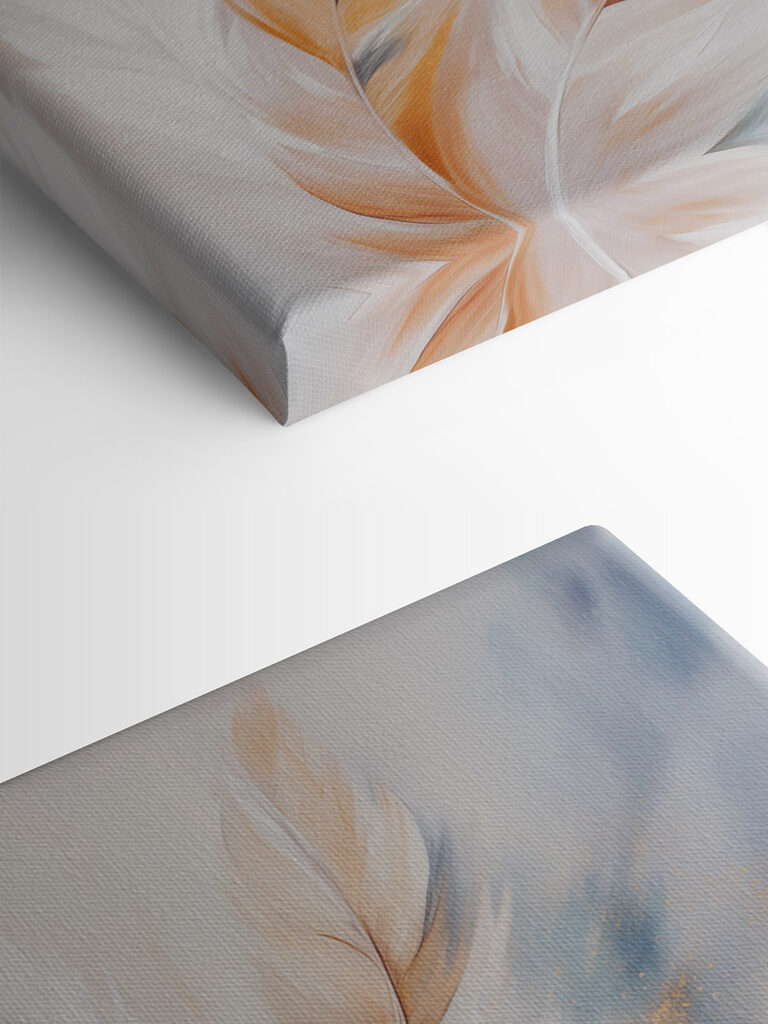 Soft feathers in warm hues blending
