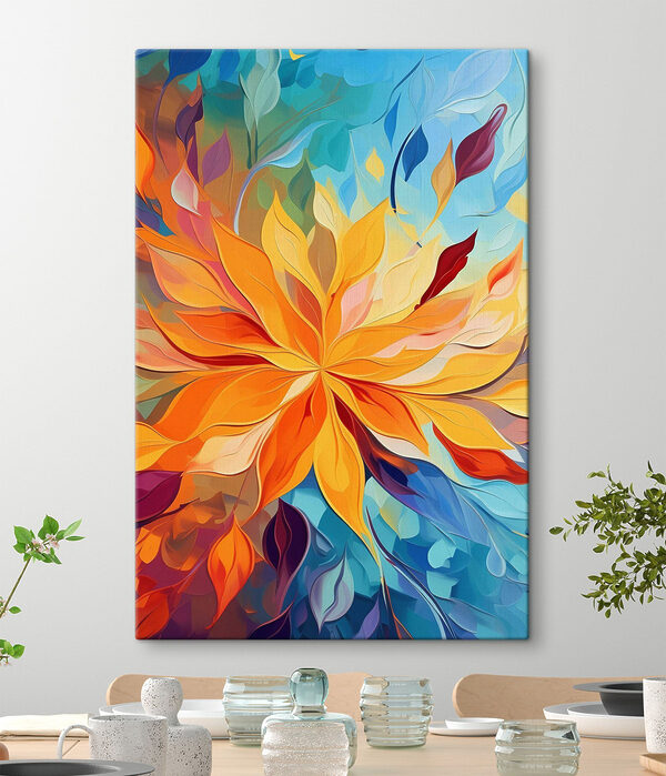 Colorful flower with many leaves