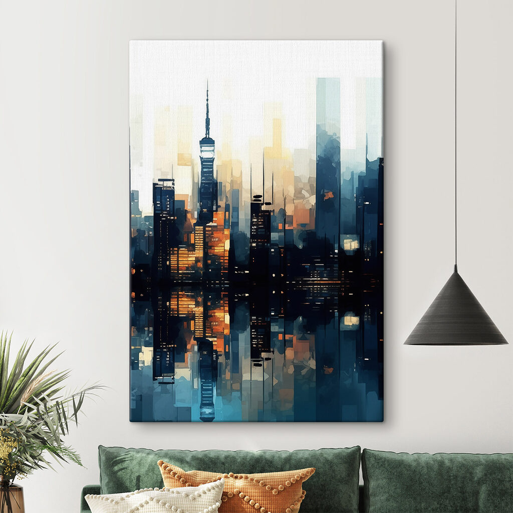 City skyline with a reflection of water