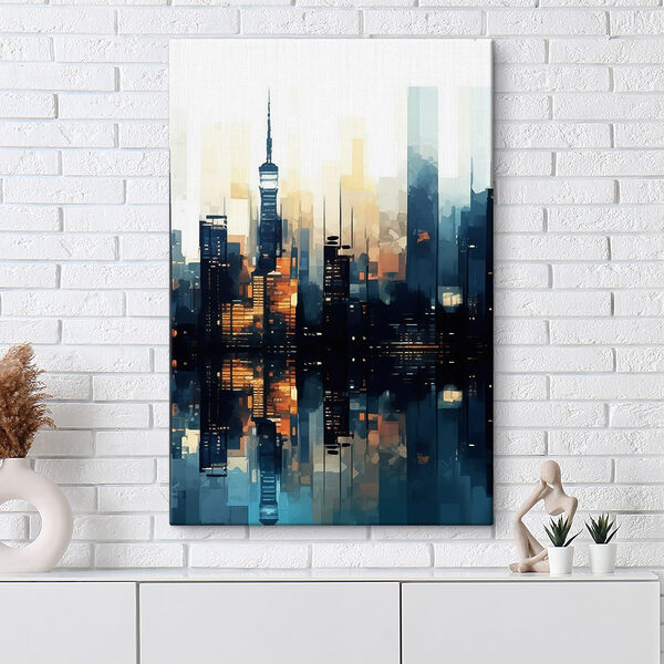 City skyline with a reflection of water