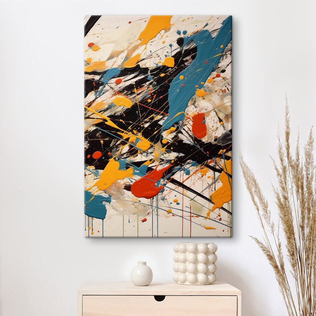Vibrant splashes of color on canvas