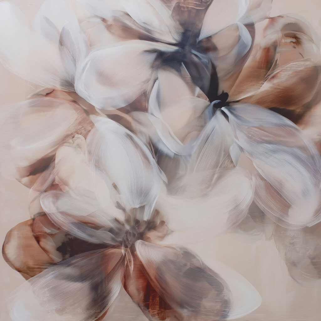 Painting of flowers on a white surface