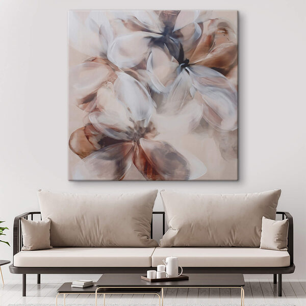 Painting of flowers on a white surface