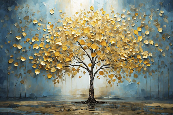Painting of a tree with yellow leaves Painting of a tree with yellow leaves