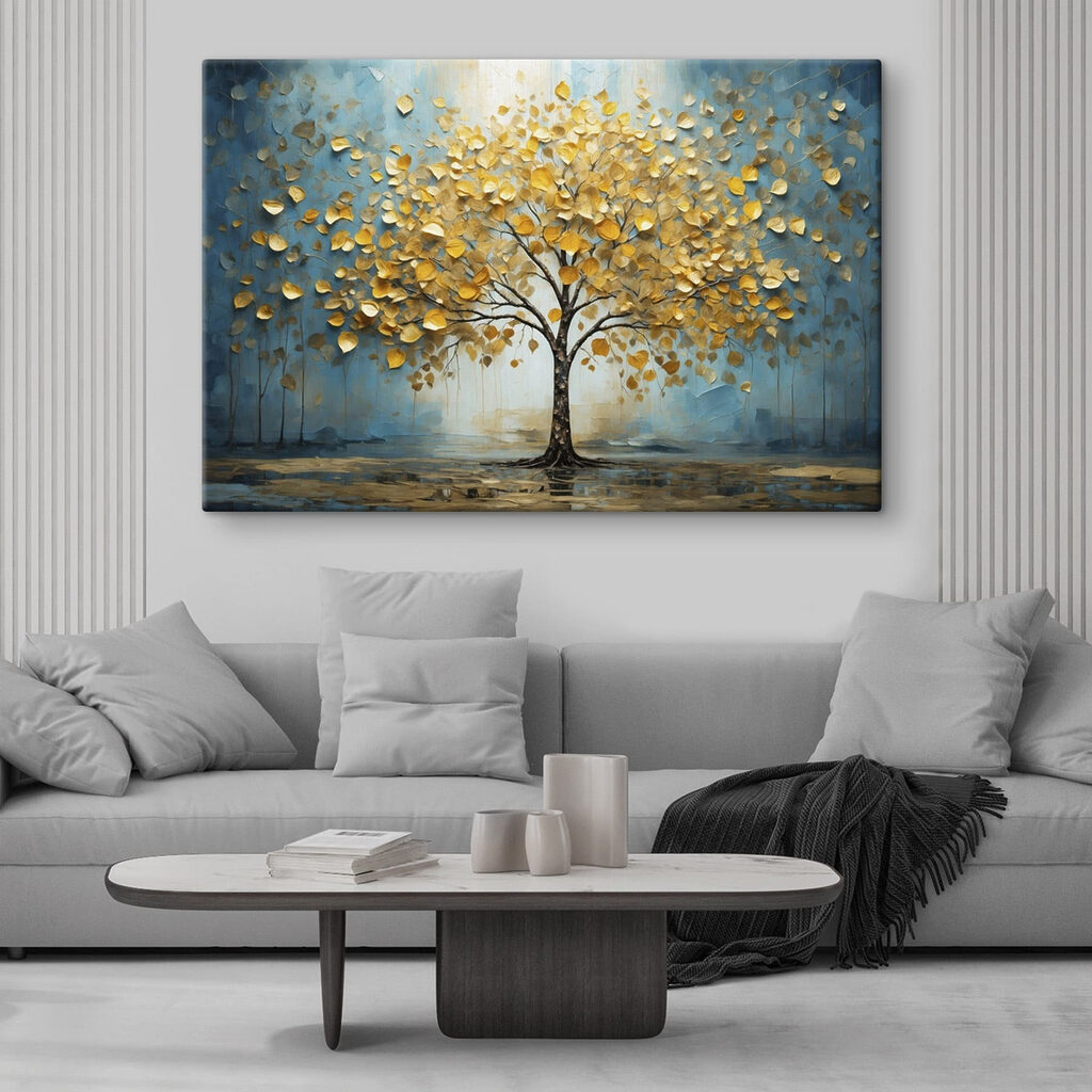 Painting of a tree with yellow leaves Painting of a tree with yellow leaves